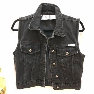 Black Bill Blass Jean Vest